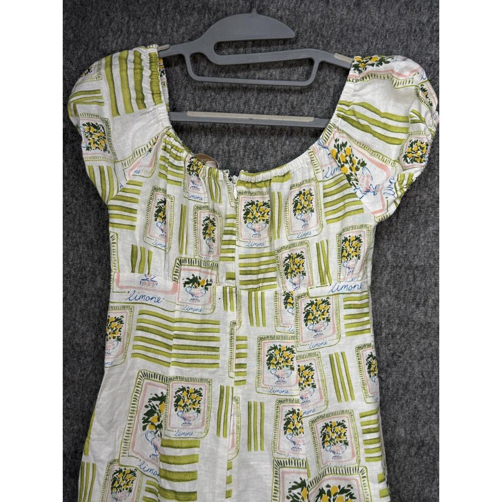 Corey Lynn Calter Dress Womens XS White Linen Lemon Print Puff Sleeve Sundress - Picture 13 of 14